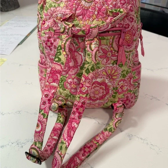 Vera Bradley Pink and Green Floral Backpack - Picture 4 of 6